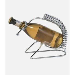Modern Spiral Metal Wine Bottle Holder Pourer Rack Stand Chrome Tabletop Display